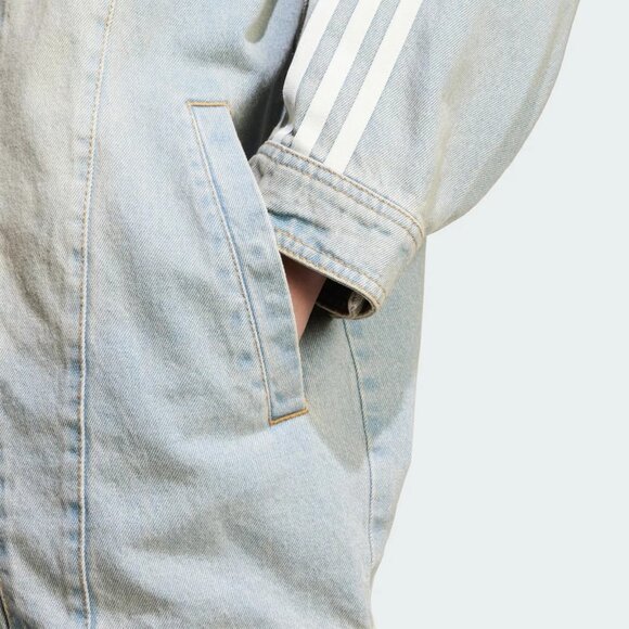 Adidas Women's Adilenium Season 3 Two-In-One Oversized Denim Shirt Jacket JX9209 - Picture 3 of 4